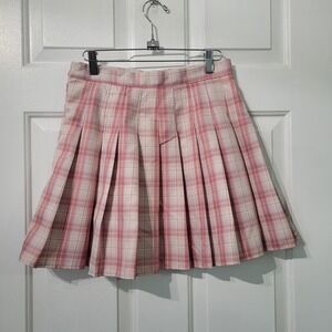 Y2K Pink Plaid School Girl Mini Tennis Skirt‎ Coquette Academia Lolita Medium/6